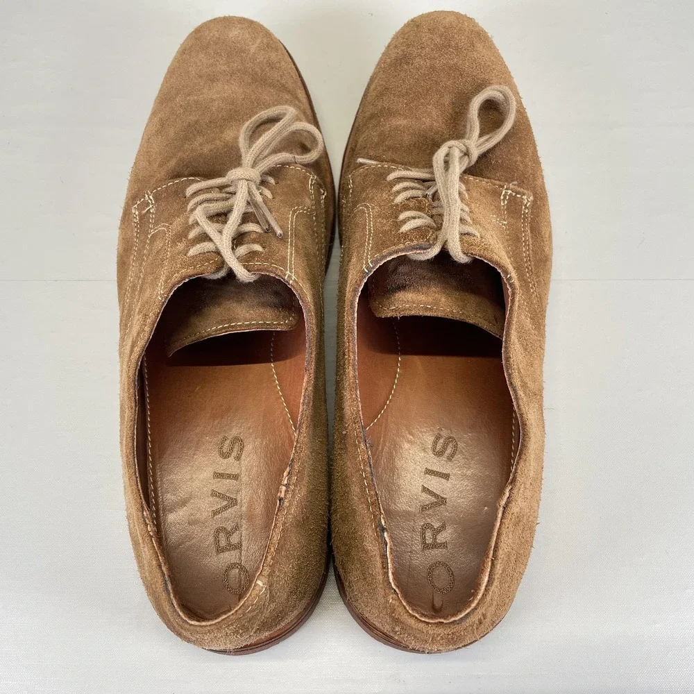 Orvis Oxford Shoes Mens Size 12 M Brown Suede Casual Dress Lace Up Comfort